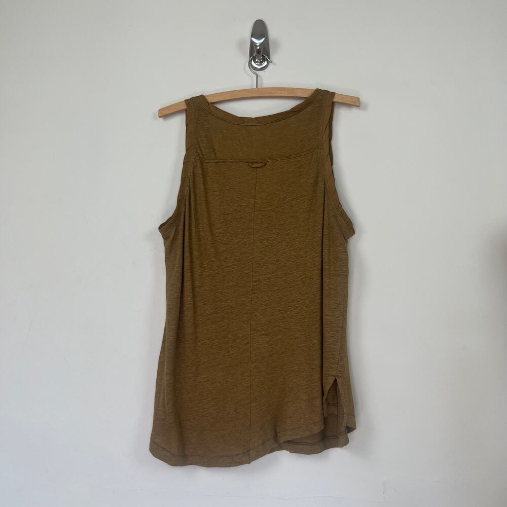 Free People traveler tank top moss green Henley linen sleeveless buttons size s - Picture 9 of 12